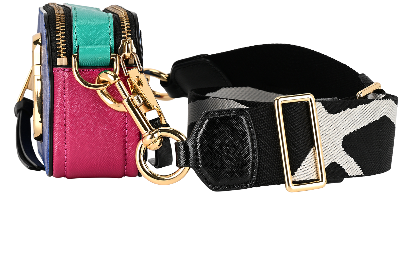 Snapshot, &pound;160, Handbags, Black/Blue/Pink, Leather, Bottom view